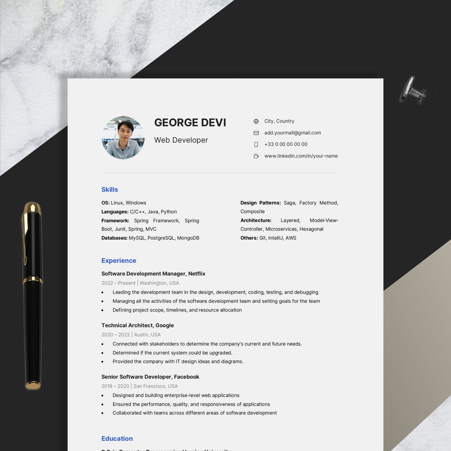 Resume Design - IT roles - Minimalist 10